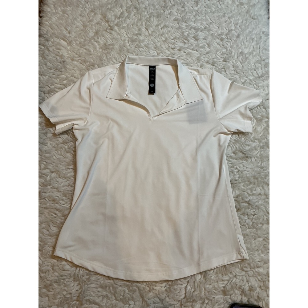 MIER Polo Shirt Womens Small White NEW Performance Golf Short Sleeve V-Neck